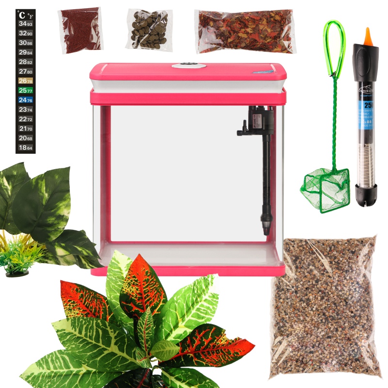 SUNSUN Elegant Aquaset Full pink - aquarium set 14l